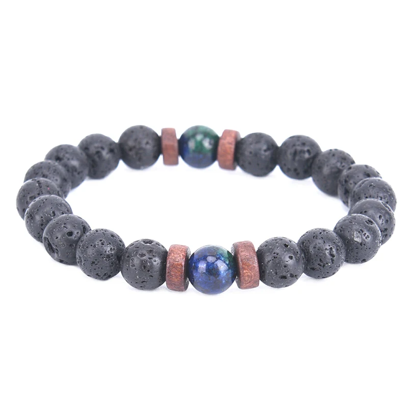Браслет для мужчин бусина из лавового камня Тибетский браслет с изображением