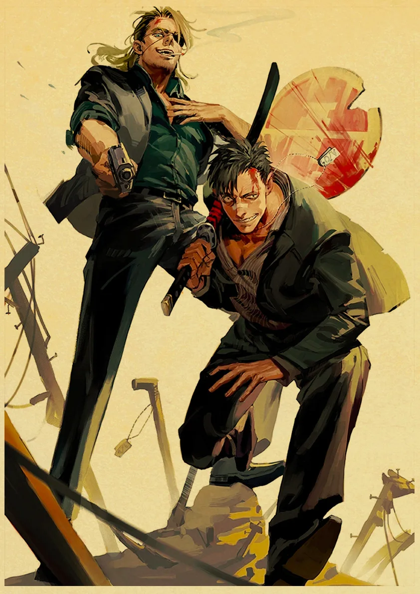 

Japanese Comics GANGSTA. Poster Home Room Decor Wall Stickers Kraft Papar Prints and Posters Fans Collection Art Painting