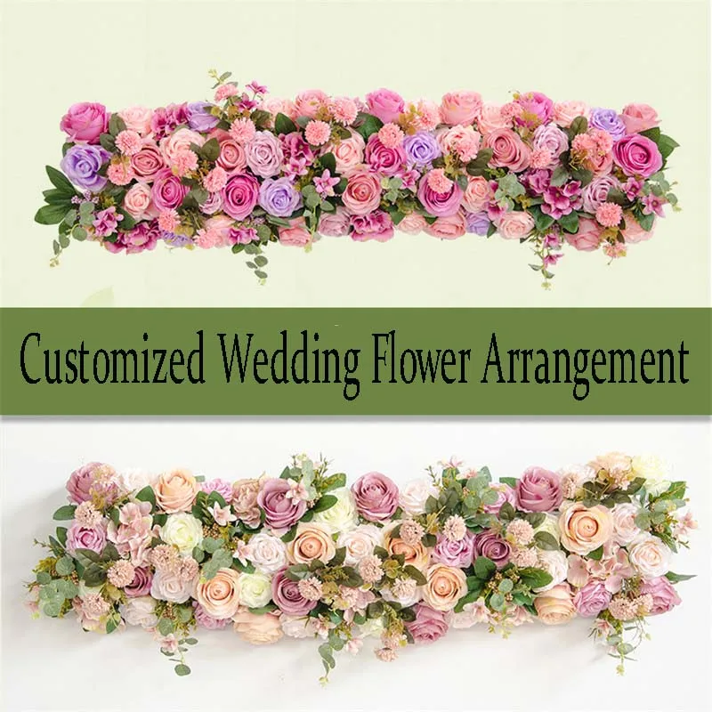 100cm DIY Wedding Flower Wall Arrangement Supplies Silk Peonies Rose Artificial Flower Row Decor Wedding Arch Backdrop