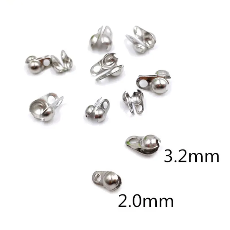 50pcs/lot Stainless Steel Ball Chain Clasps End Crimping Cover Bead Connector Component For DIY Jewelry Making Findings Supplie 