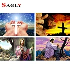 Набор для алмазной вышивки сделай сам, Набор для вышивки крестиком с изображением Иисуса, христианства, квадратныхкруглых страз, украшение для дома, подарок