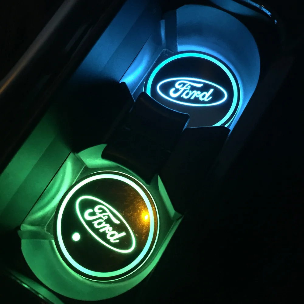 

RGB для Ford Fiesta Focus RS ST MK5 MK 6/7 интерьерный USB светодиодный держатель для чашки с подсветкой значок