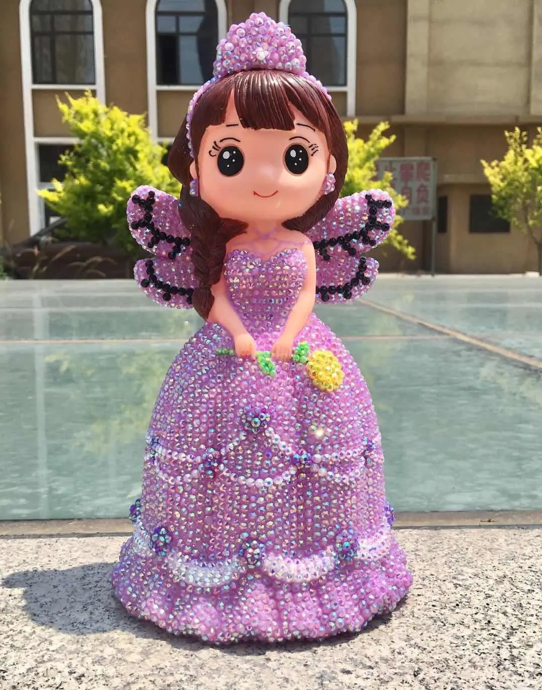 

DIY All Rhinestones Angels Figurines Bling Beautiful Handmade Princess Coin Box Coin Jar Kids Coin Cash Bank Home Decoration