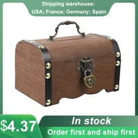 vintage treasure storage box piggy bank organizer wooden treasure chest organizer box decorative wood storage trunk with lock