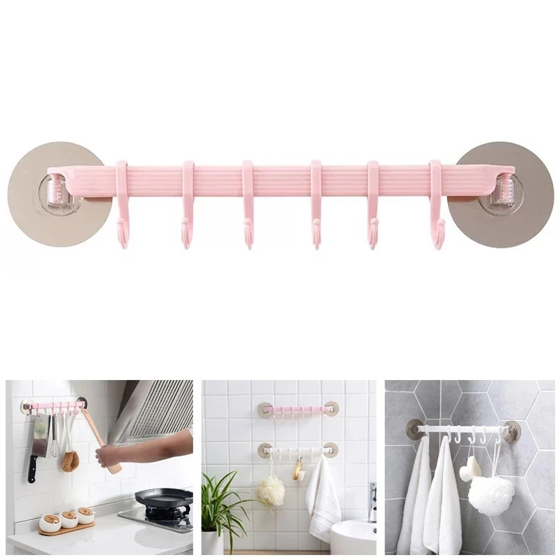 

Wall Mounted Bathroom Organizer Hooks Towel Holder Kitchen Accessories Cupboard Storage Rack Shelf Bathroom Holder Key Hooks