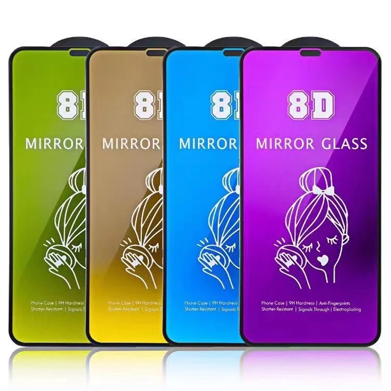 

10pcs 8D MIRROR Tempered Glass Full Glue Screen Protector Film For iPhone 1413 Pro Max 12 Mini 11 XS XR X 8 7 6 Plus