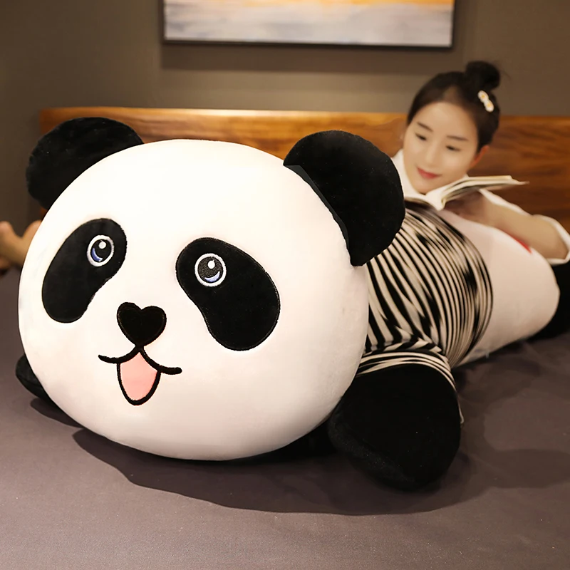 Милая яркая забавная панда с бамбуковыми листьями плюшевые игрушки мягкие