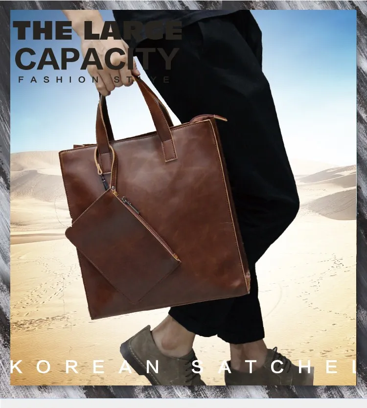 

Business Casual Briefcase Genuine Leather Portable Laptop Vintage Shoulder Office Work Briefcase Bolso Hombre Bags Men DB60BA