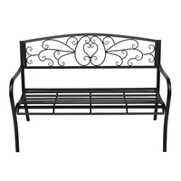 51in outdoor bench iron patio park garden patio porch chair deck iron frame black easy to assemble easy to clean