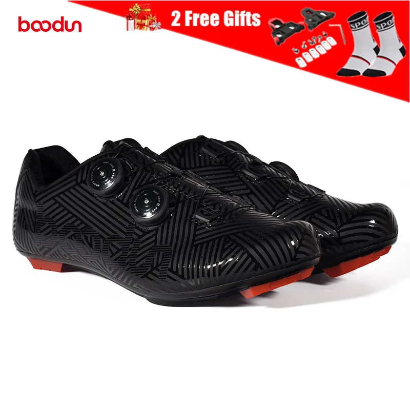 BOODUN Men's Cycling Shoes Road Mountain Bike Shoes with Doublue Rotating Buckle Antislip Nylon Sole Bicycle MTB Racing Shoes