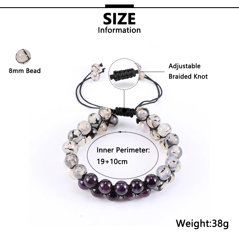 Женский браслет с натуральным аметистом камнем императора красным ониксом 8 мм 2