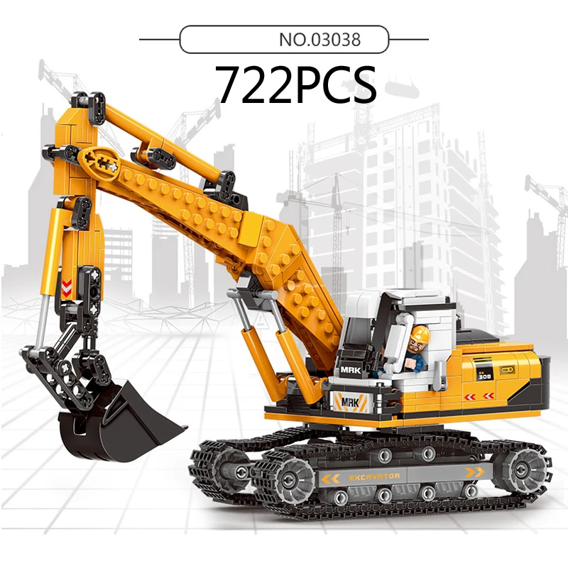 Конструктор строительный из строительных блоков moc сборная модель экскаватора