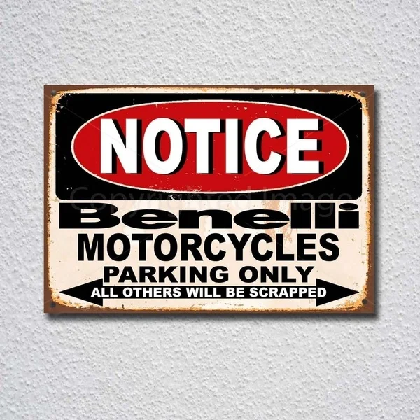Метка Benelli для мотоциклов, стоянки только Blechschild Parkplatz для гаража жестяной знак, металлический плакат