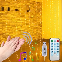 usb 8modes music sound activated curtain string lights 3mx3m with hook up remote control for christmas bedroom window lighting