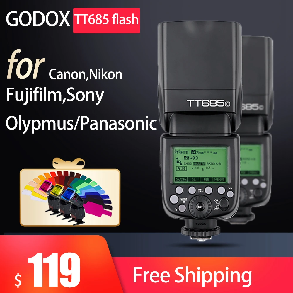 Godox TT685C TT685N TT685S TT685F TT685o TTL HSS Вспышка Speedlite X1T триггер для Nikon Canon Sony Olympus Fujifilm |