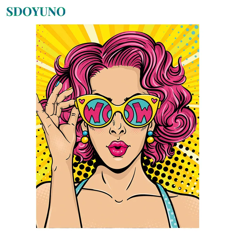 SDOYUNO 60x75cm Frameless Drawing by numbers DIY Sexy Women Digital Painting Home Decor By Numbers On Canvas | Дом и сад