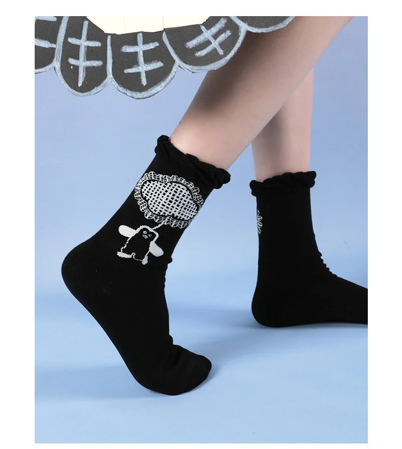 Осенне-зимние милые женские носки модные иллюстрации животных пингвинов