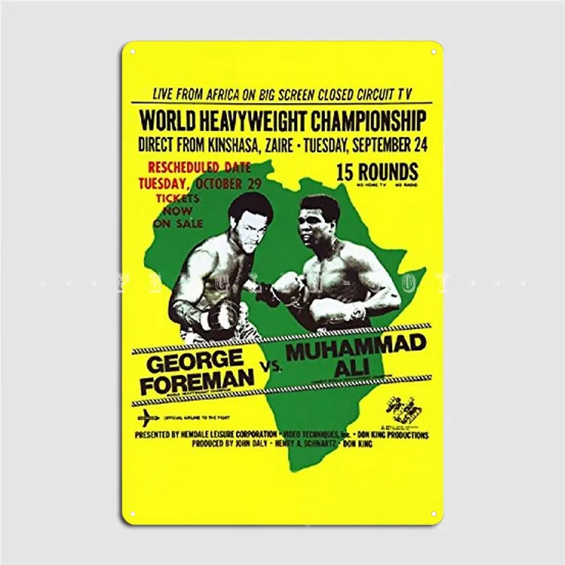 

Rumble In The Jungle Foreman V Ali Metal Sign Wall Cave Party Retro Plates Tin Sign Poster