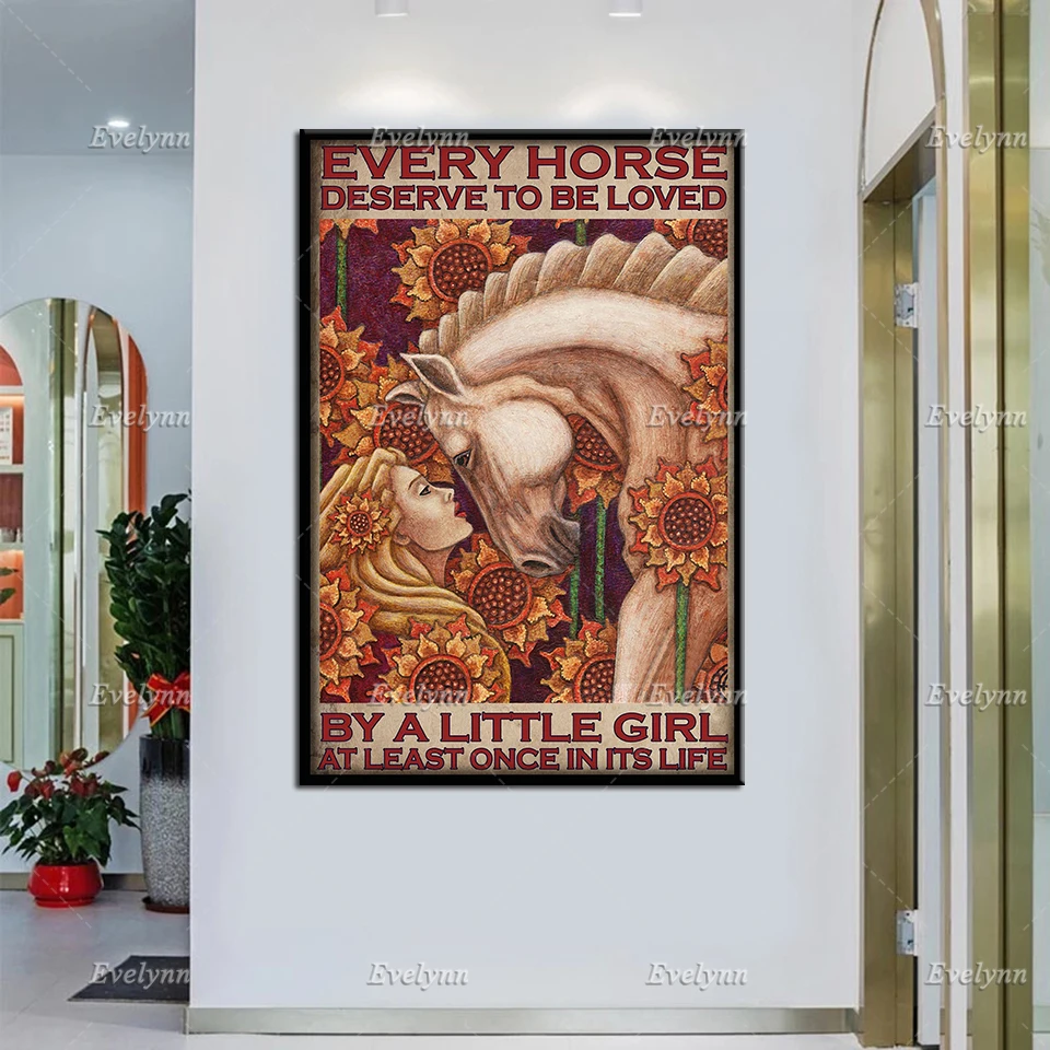 

Girl And Horse RetroPoster Every Horse Deserve To Be Loved By A Little Girl At Least Once In Its Life Wall Art Prints Home Decor