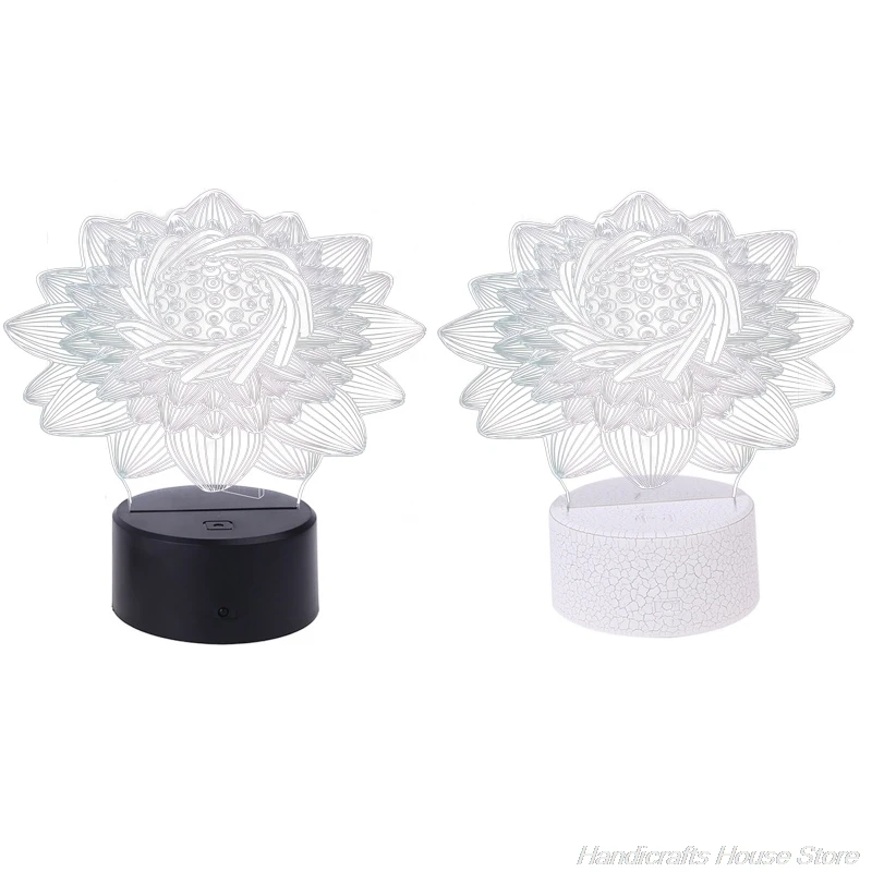 

Creative 3D Lotus Colorful Night Light Crack Base Color Changing USB Remote Control LED Desk Lamp Home M06 21 Dropshipping
