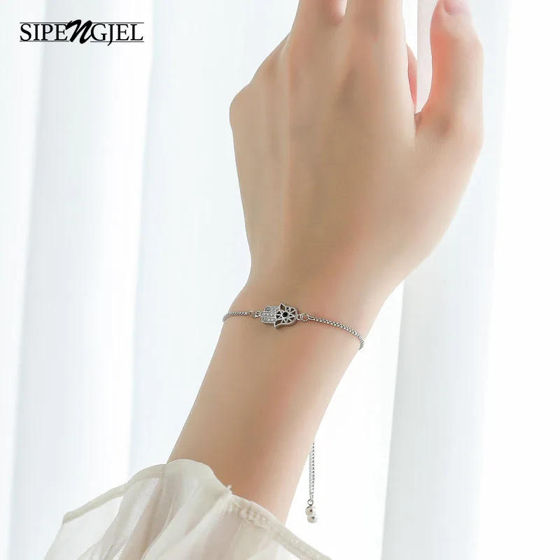 

SIPENGJEL Fashoin cubic zircon hand Bracelet silver color Adjustable Bracelet For Women wedding Jewelry 2020 trend