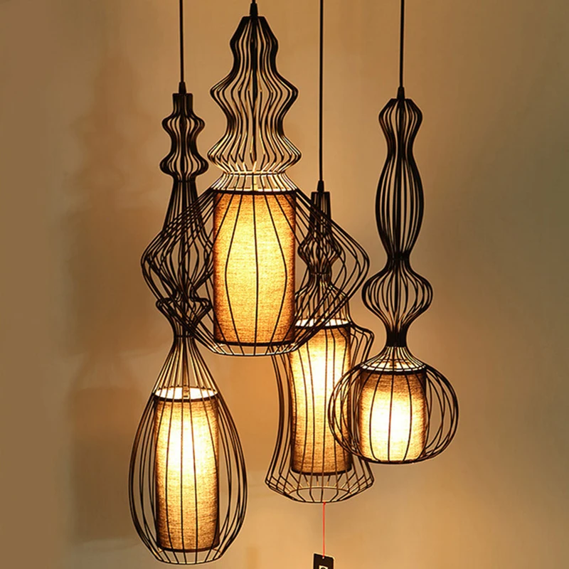 

Vintage Chandeliers Black E27 Nordic Style Retro Light Wrought Iron Loft Bedroom American Hanging Lighting Fixture Luminaire