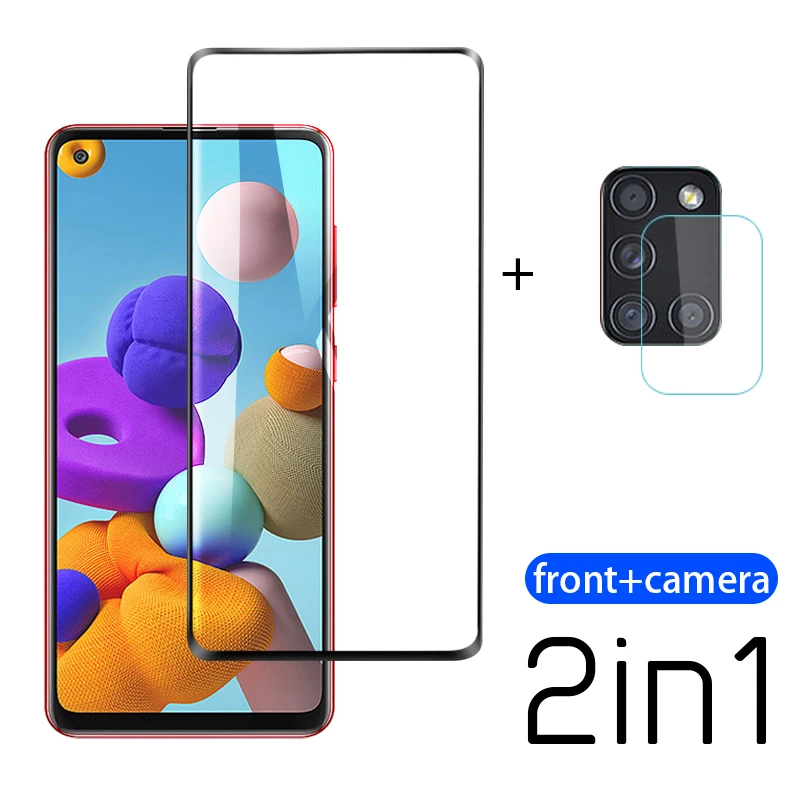 

2-in-1 Tempered Glass For Samsung Galaxy A21S A51 A71 Camera Lens Screen Protectors For Samsung Galaxy S21 Plus A72 A52 Glass