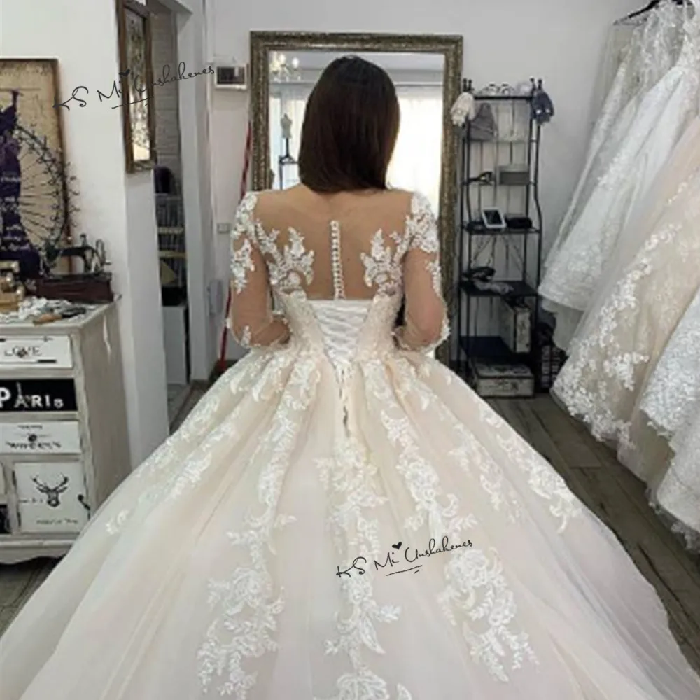 Винтажные Свадебные платья с длинным рукавом кружевные 2020 цветы Vestido de Noivas