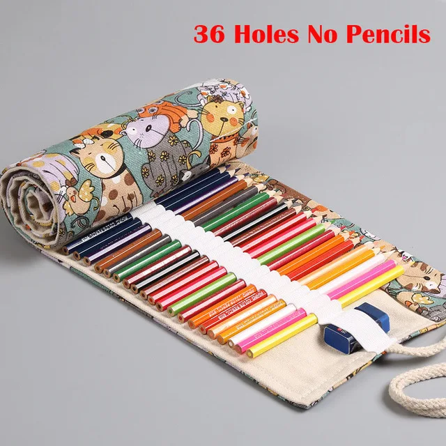 36 Holes Empty Penal Милых котят/рулон Пенал школьный уголовного Симпатичные 12/24/36/48/72 Отверстия пенал большой стержни для ручек канцелярских принадлежностей мешок для припасов - Цвет: 36 Holes Empty Penal