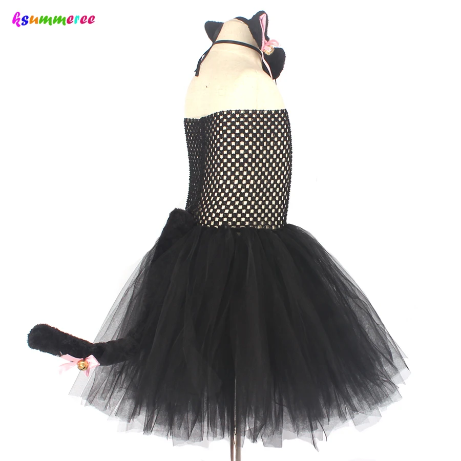 

Deluxe Children Halloween Black Cat Costume Girls Animal Tutu Dress with Accessories Kids Role Play Pet Birthday Party Outfit