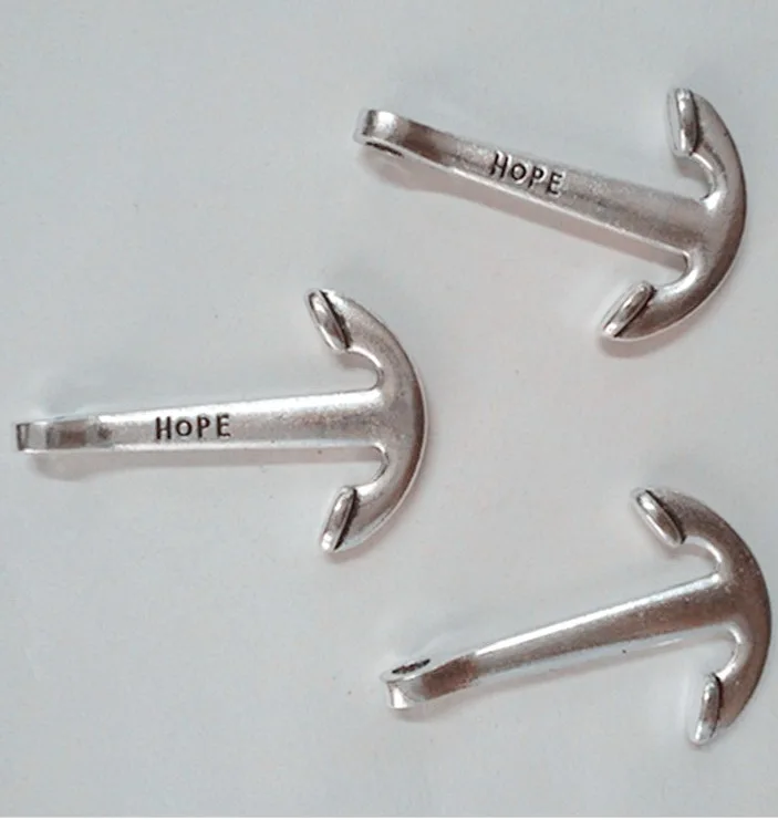 

5 pieces/lot 25*39mm HOPE letters Ship Boat Anchor Charm Antique silver color Metal Hook Pendant Bracelet Key chain Accessory