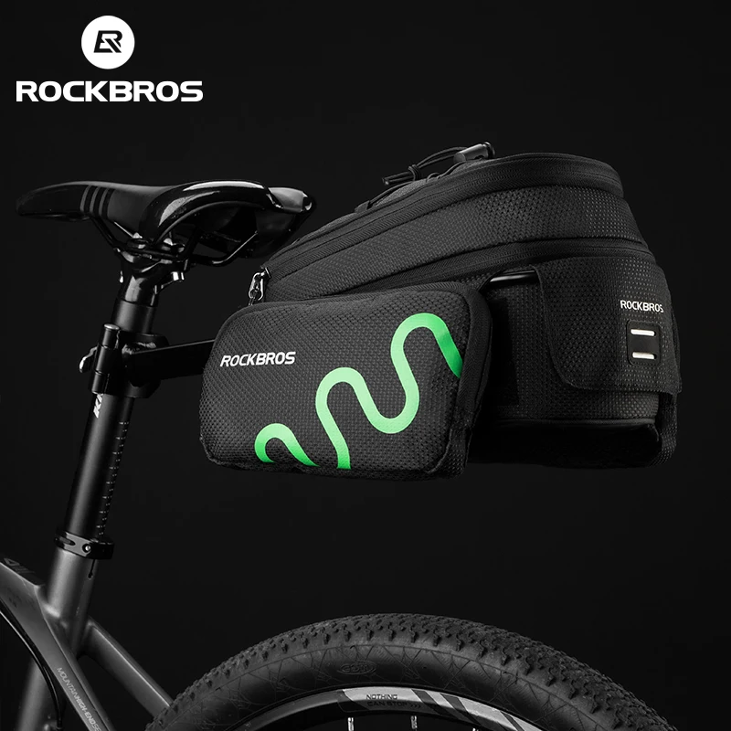 

ROCKBROS Large Capacity Waterproof Seat Bag Road Bike Rear Rack Bag Scooter Package MTB Bicycle Saddle Reflective Bike Accessory