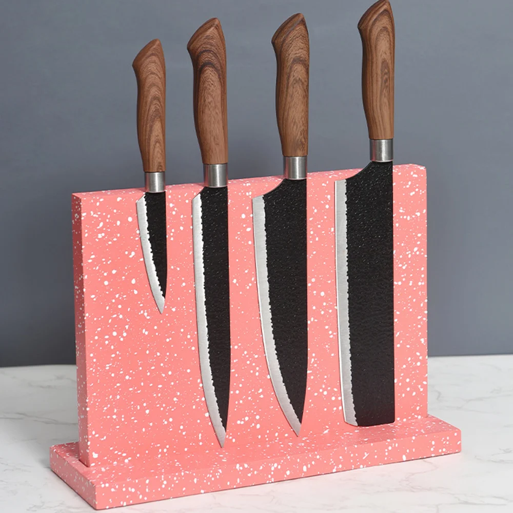 

Magnetic Knife Holder with Powerful Magnet Double Side Universal Knife Block Large Bamboo Wood Knife Block without Knives