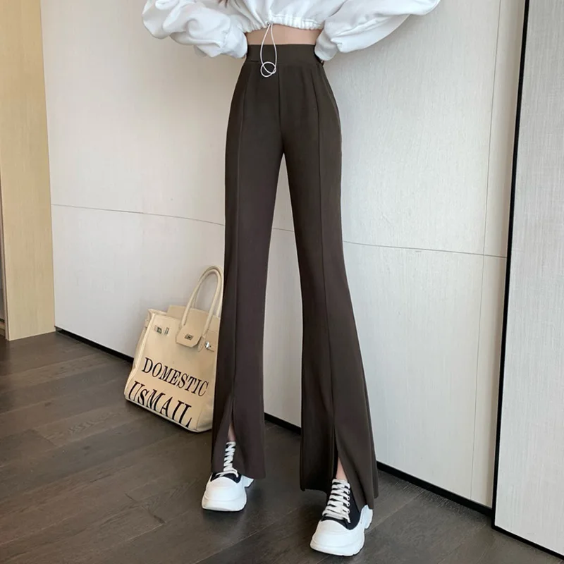 

Wavsiyier Korean Style High Waist Solid Straight Casual Autumn Trousers Women Streetwear Spring Wide Leg Flare Pant Woman Pants