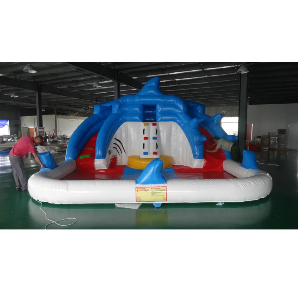 Inflatable children water slides shark slider inflatable slide with separate pool | Спорт и развлечения