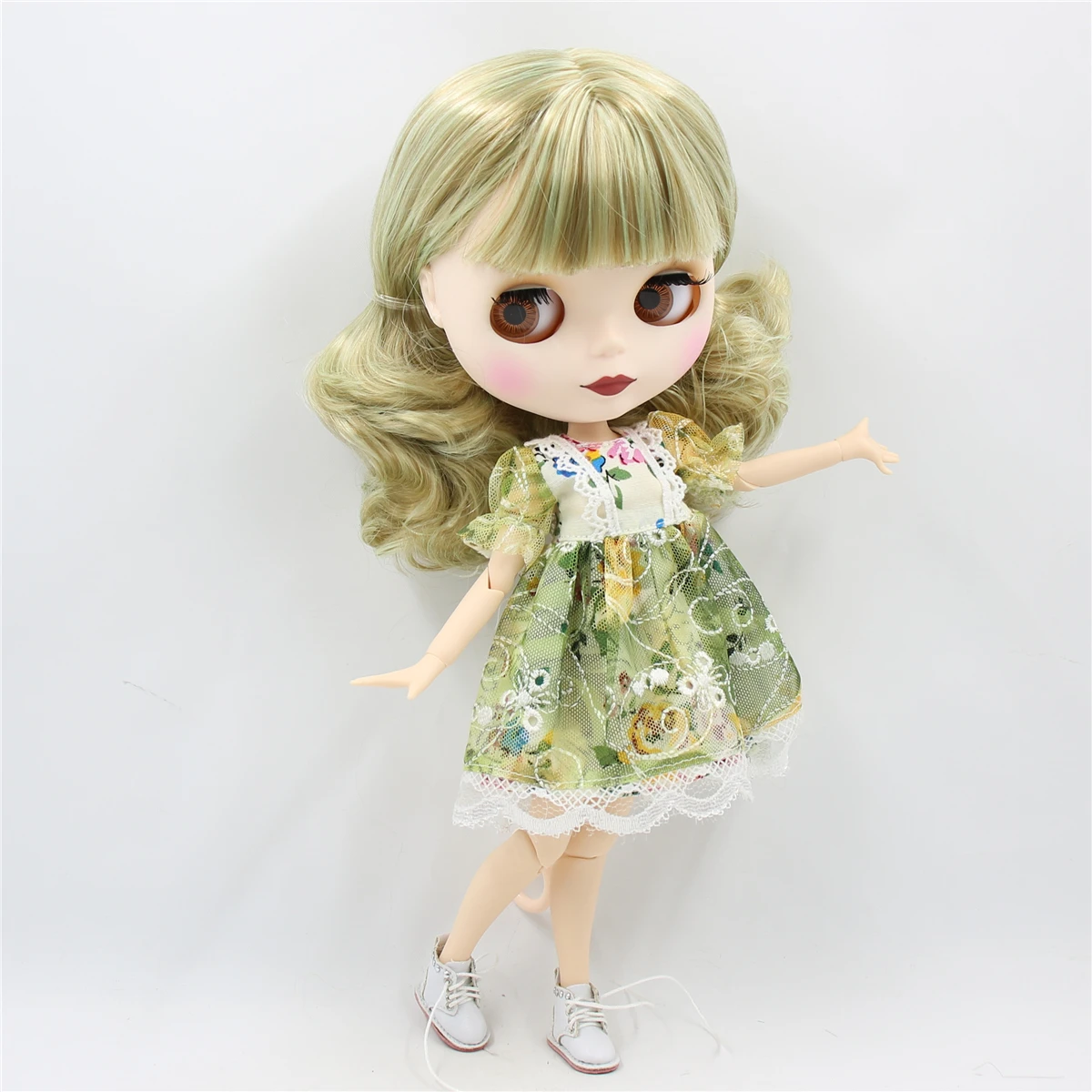 

ICY DBS Blyth doll 1/6 bjd joint body golden mix green hair matte face 30cm toy girls gift