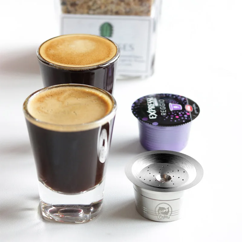 

Reusable Coffee Capsule Reutilisable Pod Grind Koffie Filter Capsule Set Refillable Tamper Espresso Maker Basket Stainless Metal