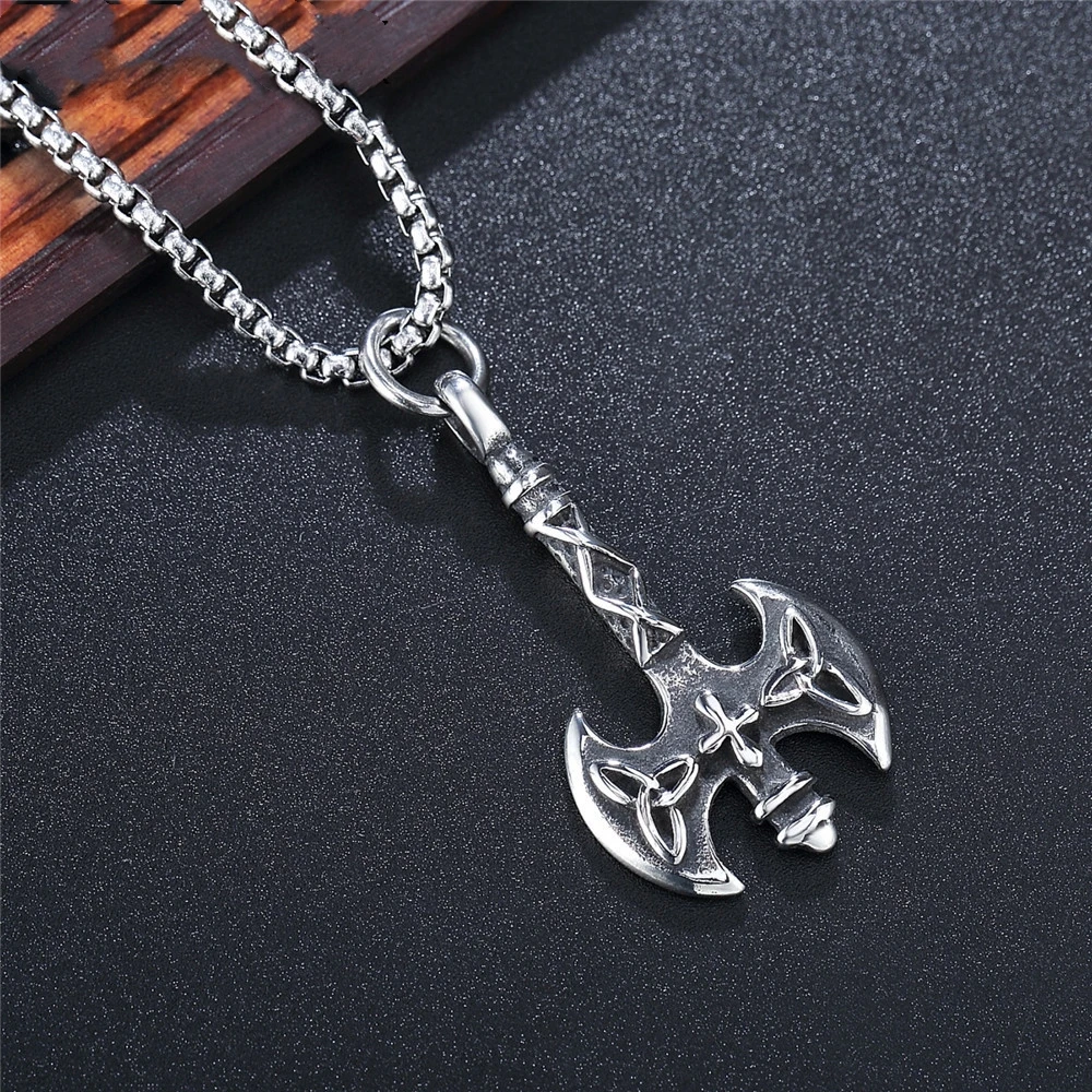 

Loredana Fashion And Exquisite Viking Jewelry For Men.Retro Personality Style Combat Axe Shape Stainless Steel Necklace.XL163