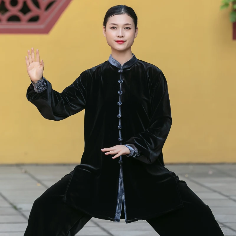 Velour Wushu Clothing Martial Arts Suit Taichi Performance Kung Fu Outfit Autumn Winter Velvet Tai Chi Uniform TA1889 | Тематическая