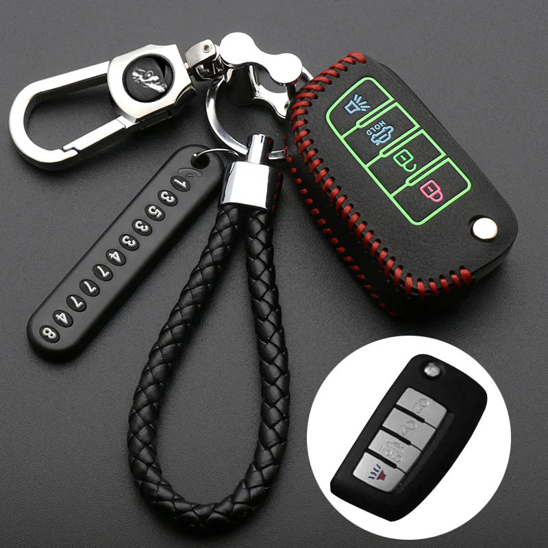 

4 Buttons Luminous leather car Key Cover Case For Nissan Qashqai J11 X-trail Murano MAXIMA ALTIMA Juke key Car styling