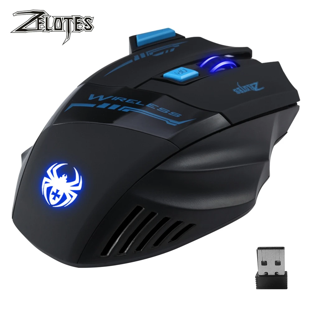 

ZELOTES F-14 2.4GHz Wireless Optical Gaming Mouse with USB Receiver 7 Buttons 4 Gears 2400DPI Adjustable Ergonomic Gamer Mice