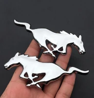 2 pcs 3d metal mustang running horse side door wing fender emblem sticker decal for ford mustang horse car styling accessories