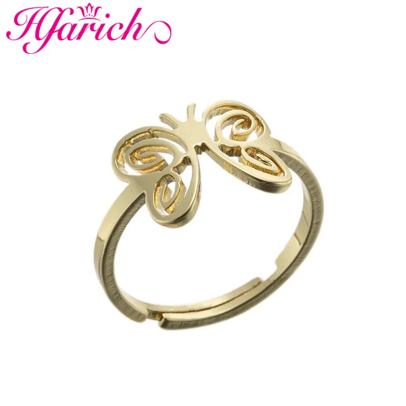Новый дизайн, аксессуары из нержавеющей стали, модные кольца золотистого цвета с бабочками для очаровательных женщин, для вечеринок, ежедневных вечеринок, кольцо с кулаком, ювелирные изделия Новый дизайн, аксессуары из нержавеющей стали, модные кольца золотистого цвета с бабочками для очаровательных женщин, для вечеринок, ежедневных вечеринок, кольцо с кулаком, ювелирные изделия