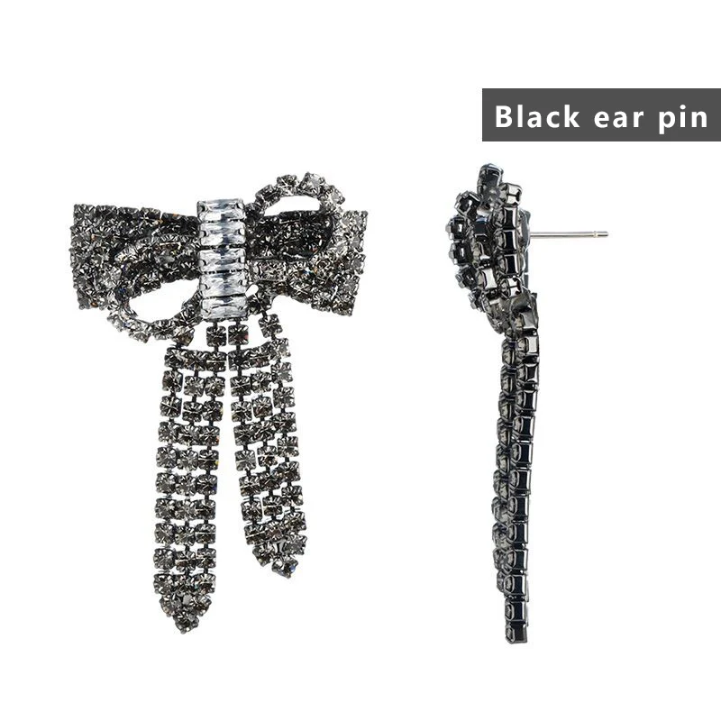Black earrings ЦИРКОНИЕВЫЕ серьги-подвески серебряные золотистые серьги с кристаллами для женщин, модные ювелирные изделия, свадебные серьги-капли, аксессуары - Окраска металла: Black earrings