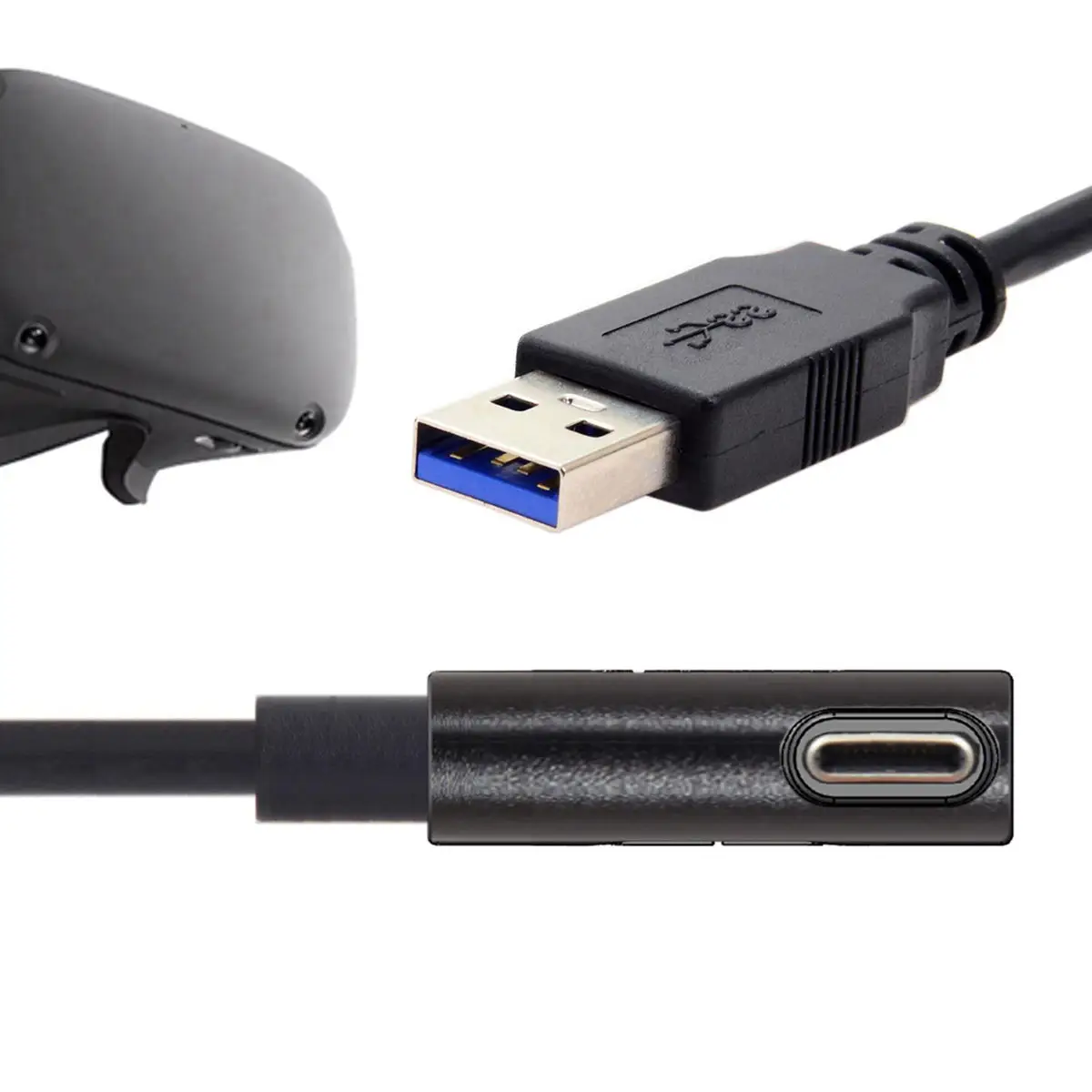 

CY Fit for Oculus Link VR Standard USB 3.0 to USB 3.1 Type-C Left Right Angled Type Data Cable