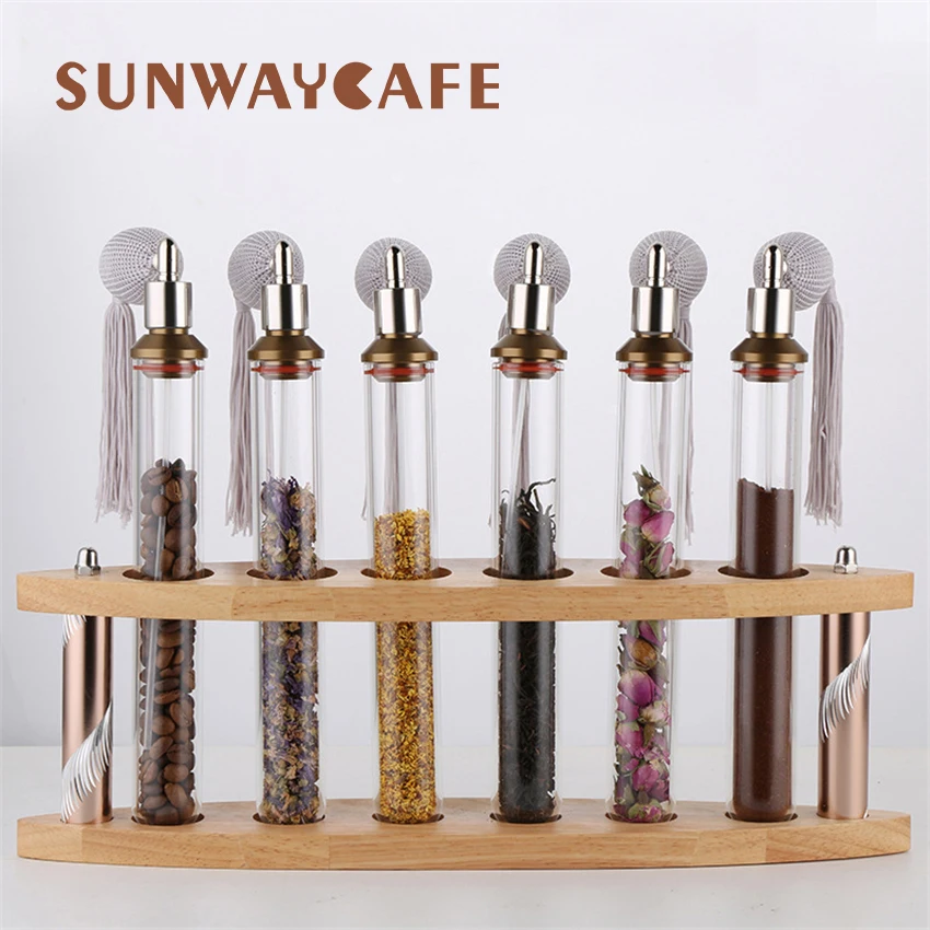 Деревянный Кофейные зерна Чай Дисплей стойки Стекло Тесты трубка закрытый ящик