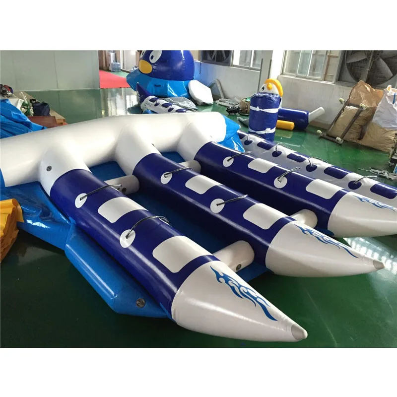 Надувная летающая рыба водные морские игры плавающая лодка-банан 6 человек/мест каяк надувная буксируемая рыбацкая лодка - Цвет: blue 6seats 3rows