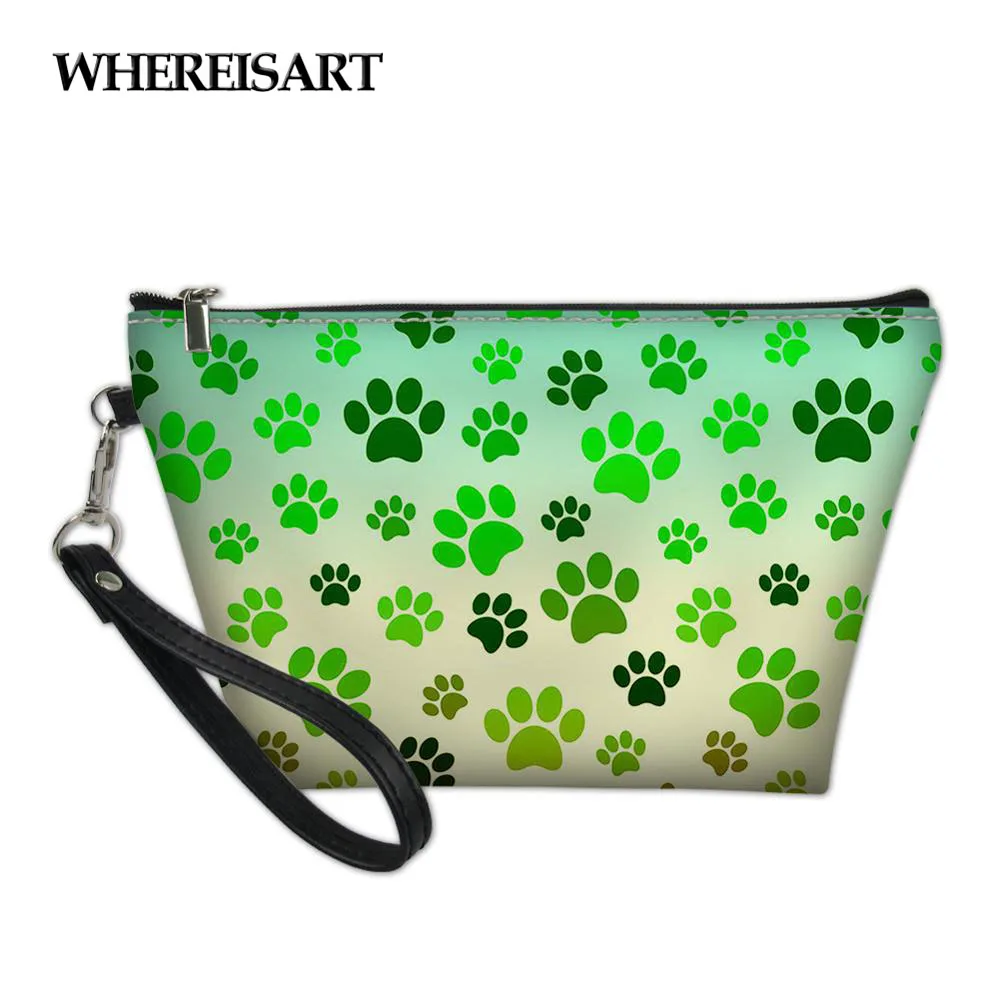 

WHEREISART Women Protable Makeup Beauty Case Colorful Paw Printed Girl Makeup Pouch Functional Cosmetic Case for Ladies neceser