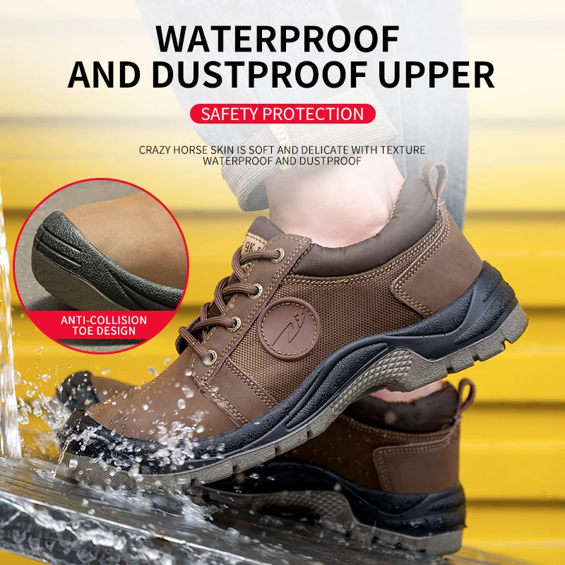 

Indestructible Shoes Men Boots European Standards Work Boots Leather Shoes Safety Boots Anti-puncture Industrial Shoes Security