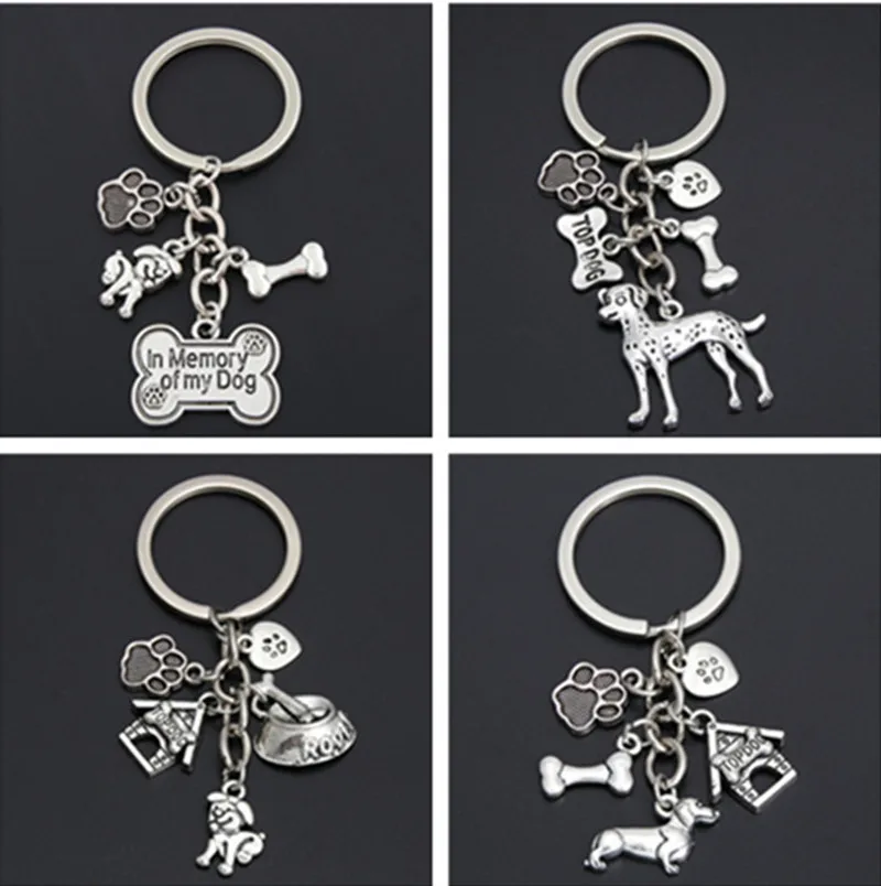 1pc Dog Bone Dog Paw Alloy Key Chain For Women Girl Bag Keychain Charm Pendant Jewelry Aceessories Gift For Dog Lover
